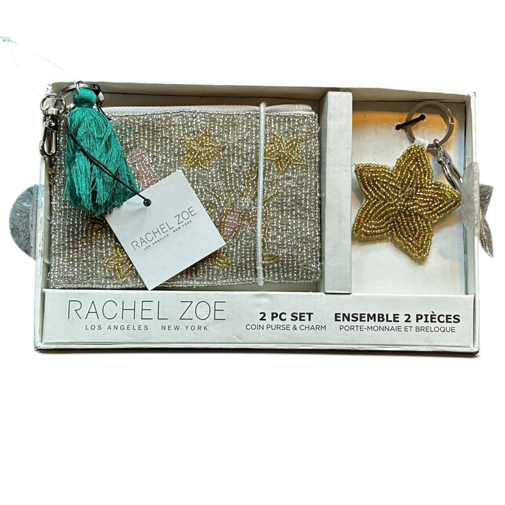 NWT Rachel Zoe champagne Coin Purse and keychain  Set